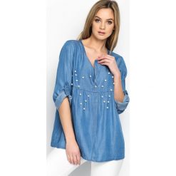 Niebieska Bluzka Bossy. Niebieskie bluzki damskie Born2be, m, z denimu, z długim rękawem. Za 39,99 zł.
