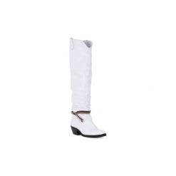 Kozaki Felmini EL PASO CALF BIANCO. Białe kozaki damskie Felmini, bez obcasa, bez zapięcia. Za 914,39 zł.