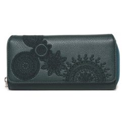 Desigual Portfel Damski Ciemnozielony Maria Dark Amber. Żółte portfele damskie Desigual, z haftami. Za 249,00 zł.