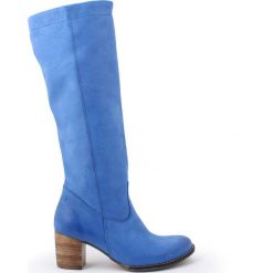 Kozaki - skóra naturalna - model 154 - kolor szafir. Szare kozaki damskie Zapato, do pracy, na lato, ze skóry, biznesowe, na wysokim obcasie, na obcasie, bez zapięcia. W wyprzedaży za 366,75 zł.