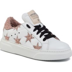 Sneakersy STOKTON - 352-D-FW19 Vitello Bianco/Tremolino Nude. Białe półbuty damskie Stokton, z wełny. W wyprzedaży za 469,00 zł.
