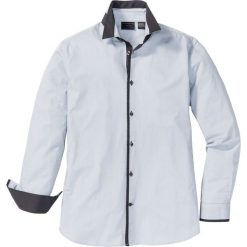 Koszula Regular Fit bonprix jasnoszary w paski. Szare koszule męskie na spinki bonprix, m, w paski, z kontrastowym kołnierzykiem. Za 109,99 zł.