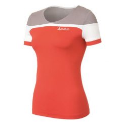 Odlo Koszulka s/s v-neck GINA pomarańczowo-szaro-biała r. S (221241). Białe topy sportowe damskie marki Odlo, s. Za 189,95 zł.