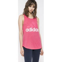Adidas Performance - Top. Różowe topy damskie marki adidas Performance, s, z nadrukiem, z bawełny, bez rękawów. Za 99,90 zł.