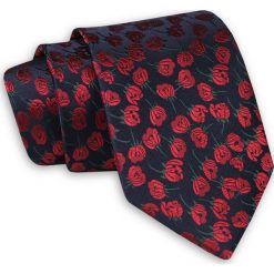 Ciemnogranatowy Krawat w Kwiaty - Chattier KRCH1149. Niebieskie krawaty męskie Chattier, w kwiaty, z tkaniny, eleganckie. Za 39,00 zł.