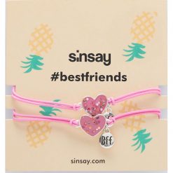 Bransoletki BFF dla przyjaciółek - Różowy. Różowe bransoletki damskie Sinsay. Za 10,00 zł.
