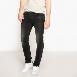 Jeansy slim z nieobrobionymi brzegami. Czarne jeansy męskie slim marki La Redoute Collections. Za 176,36 zł.
