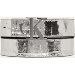 Calvin Klein Jeans - Pasek skórzany. Szare paski damskie Calvin Klein Jeans, w paski, z jeansu. Za 259,90 zł.