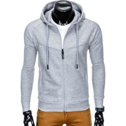 Bluzy męskie: BLUZA MĘSKA ROZPINANA Z KAPTUREM B795 - SZARA