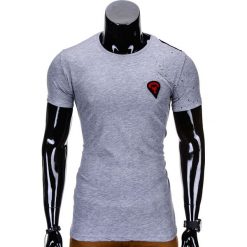 T-shirty męskie: T-SHIRT MĘSKI Z NADRUKIEM S699 – SZARA