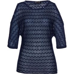 Sweter cold-shoulder bonprix ciemnoniebieski. Niebieskie swetry damskie bonprix, bez wzorów, bez rękawów, bez kaptura. Za 134,99 zł.