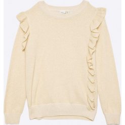 Name it - Sweter dziecięcy 122-164 cm. Szare swetry dziewczęce marki Name it, z bawełny, z okrągłym kołnierzem. W wyprzedaży za 59,90 zł.