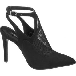 Szpilki damskie Catwalk czarne. Czarne czółenka damskie marki Catwalk, bez wzorów, z materiału, bez obcasa, na obcasie, bez zapięcia. Za 119,90 zł.