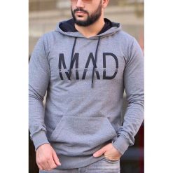 Bluza męska MAD GREY. Szare bluzy męskie Bluza męska MAD GREY, s, bez wzorów, z kapturem, bez rękawów, z kapturem. W wyprzedaży za 99,00 zł.