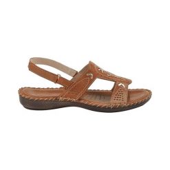 Cellbes Sandały brązowy female brązowy 36. Pomarańczowe sandały damskie Cellbes, w paski, ze skóry, bez obcasa, z paskami. Za 279,00 zł.
