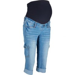 Dżinsy rybaczki ciążowe bonprix niebieski "bleached”. Niebieskie jeansy damskie bonprix, z jeansu. Za 109,99 zł.