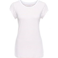 Shirt z koronkową wstawką bonprix biało-stary jasnoróżowy. Białe koszulki damskie bonprix, w paski, z wiskozy, retro, bez kołnierzyka, bez rękawów. Za 54,99 zł.