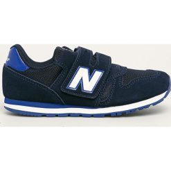 New Balance - Buty dziecięce YV373SN. Niebieskie trampki chłopięce New Balance, bez wzorów, ze skóry, sportowe, z okrągłym noskiem, bez zapięcia. Za 229,90 zł.