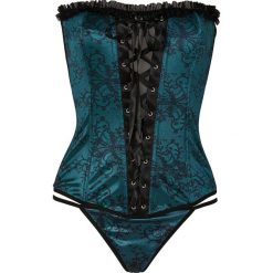 Body i gorsety: Gorset + stringi (2 części) bonprix szmaragdowo-czarny
