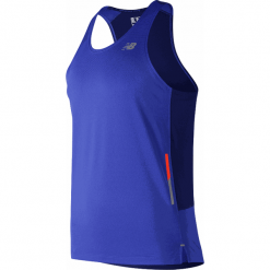 New Balance MT81222PC. Niebieskie podkoszulki męskie New Balance, na lato, s, bez wzorów, z poliesteru, sportowe, bez kołnierzyka, bez rękawów. Za 69,99 zł.