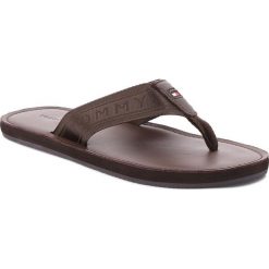 Klapki męskie: Japonki TOMMY HILFIGER – Jacquard Th Leather Beach Sandal FM0FM01365 Coffee Bean 212