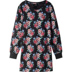 Sukienka dziewczęca shirtowa, długi rękaw bonprix czarny. Czarne sukienki dziewczęce marki bonprix, z nadrukiem, z bawełny, eleganckie, z długim rękawem, długie, maxi. Za 39,99 zł.