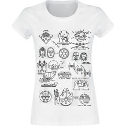 Star Wars Episode 4 - Eine Neue Hoffnung - Piktogram Koszulka damska biały. Szare bluzki z odkrytymi ramionami marki GOOD LOOT, l, z motywem z bajki. Za 54,90 zł.