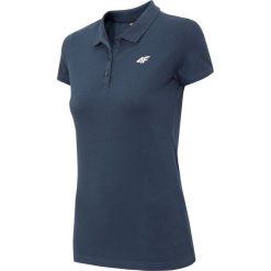 Koszulka polo damska TSD013A - ciemny granat. Szare koszulki damskie 4f, bez wzorów, z elastanu, bez rękawów. Za 64,99 zł.