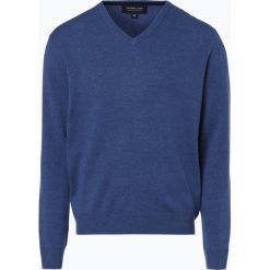 Andrew James - Sweter męski z czystego kaszmiru, niebieski. Niebieskie swetry klasyczne męskie Andrew James, m, z kaszmiru, z dekoltem w serek. Za 379,95 zł.