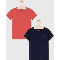 Tommy Hilfiger - T-shirt dziecięcy 128 - 164 cm (2 pack). Niebieskie bluzki dziewczęce TOMMY HILFIGER, bez wzorów, z bawełny, z okrągłym kołnierzem, z krótkim rękawem, krótkie, bez kaptura. W wyprzedaży za 99,90 zł.