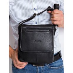 Skórzana męska torba miejska na ramię listonoszka 013-NDM-PA BLACK. Czarne torby męskie skórzane PIERRE ANDREUS, w paski, ze skóry, eleganckie, na ramię, małe. Za 177,90 zł.