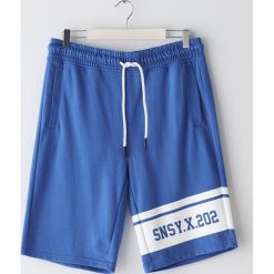 Szorty plażowe z nadrukiem - Niebieski. Niebieskie spodenki i szorty męskie Sinsay, s, z nadrukiem. Za 39,99 zł.