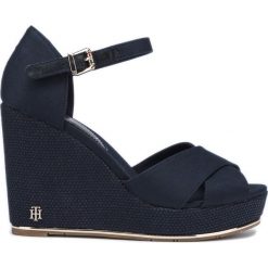 Tommy Hilfiger Buty wedge Niebieski. Niebieskie koturny damskie TOMMY HILFIGER, bez obcasa, na koturnie, z paskami. Za 430,95 zł.