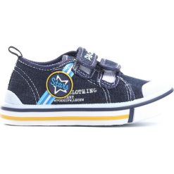 Granatowe Trampki Star Boy. Niebieskie buty sportowe chłopięce marki Born2be, z materiału, retro, z okrągłym noskiem. Za 49,99 zł.