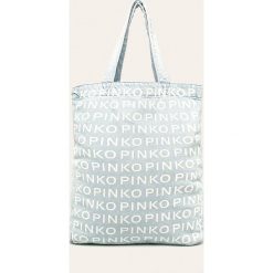 Pinko - Torebka. Niebieskie torby damskie na zakupy Pinko, w paski, z bawełny, duże, bez dodatków. W wyprzedaży za 299,90 zł.