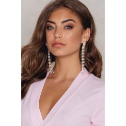 Kolczyki damskie: NA-KD Accessories Wiszące, kryształowe kolczyki – Silver