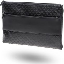 CZARNA TORBA BIZNESOWA EMPORIO ARMANI. Czarne torby męskie skórzane Emporio Armani, bez wzorów, biznesowe. Za 620,00 zł.