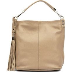 Shopper bag damskie: Skórzana torebka w kolorze fango – (S)32,5 x (W)37 x (G)14 cm