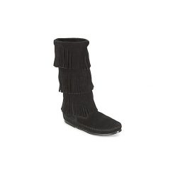 Kozaki Minnetonka CALF HI 3 LAYER FRINGE BOOT. Czarne kozaki damskie marki Minnetonka. Za 454,30 zł.