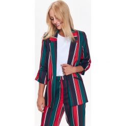 MODNY ŻAKIET DAMSKI, W PASKI. Szare marynarki i żakiety damskie Top Secret, w paski, eleganckie. Za 129,99 zł.