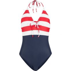 Kostium kąpielowy bonprix ciemnoniebiesko-czerwono-biały. Czerwone stroje kąpielowe damskie marki bonprix, bez wzorów. Za 99,99 zł.