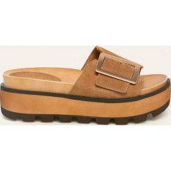 Medicine - Klapki skórzane Boho Breeze. Pomarańczowe klapki damskie MEDICINE, bez wzorów, ze skóry, bez obcasa, na obcasie. Za 149,90 zł.