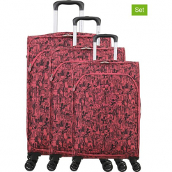 Walizki (3 szt.) "Lulu Cactus" w kolorze różowym. Czerwone walizki marki Lulu Castagnette, z materiału. W wyprzedaży za 673,95 zł.