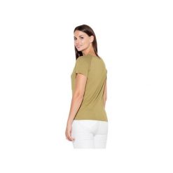 Bluzka K446 Oliwka. Zielone bluzki damskie KATRUS, xl, bez wzorów, z wiskozy, z dekoltem w serek, z krótkim rękawem. Za 89,00 zł.