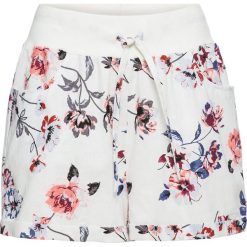Szorty lniane bonprix biały z nadrukiem. Białe szorty damskie bonprix, na lato, z nadrukiem. Za 37,99 zł.