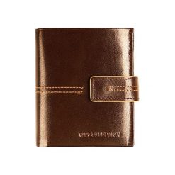 Portfele męskie: Skórzany portfel w kolorze brązowym – (S)10 x (W)9 cm