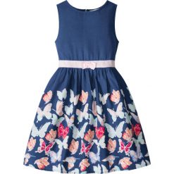 Sukienka z nadrukiem w motyle bonprix kobaltowy z nadrukiem. Niebieskie sukienki dziewczęce bonprix, w paski, bez rękawów. Za 59,99 zł.