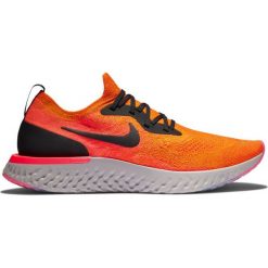 Buty Nike Epic React Flyknit M Jaskrawo-Pomarańczowe. Pomarańczowe buty sportowe męskie Nike, z materiału, bez zapięcia, do biegania. Za 449,99 zł.