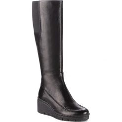 Kozaki GEOX - D Wiva Wedge E D849VE 00081 C9999 Black. Czarne buty zimowe damskie marki Kazar, z futra, przed kolano, na wysokim obcasie, na koturnie. Za 819,00 zł.