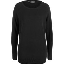 Sweter z dzianiny, z bawełny z recyclingu bonprix czarny. Czarne swetry damskie bonprix, bez wzorów, z bawełny, bez rękawów, bez kaptura. Za 49,99 zł.